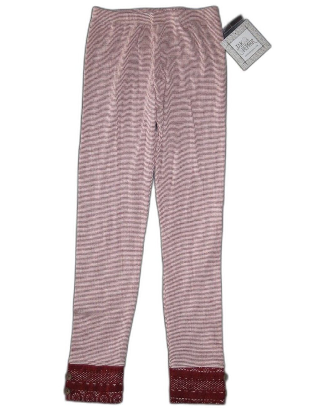 NEW Jak & Peppar girls leggings 14 crochet lace thermal Janey red burgundy cream
